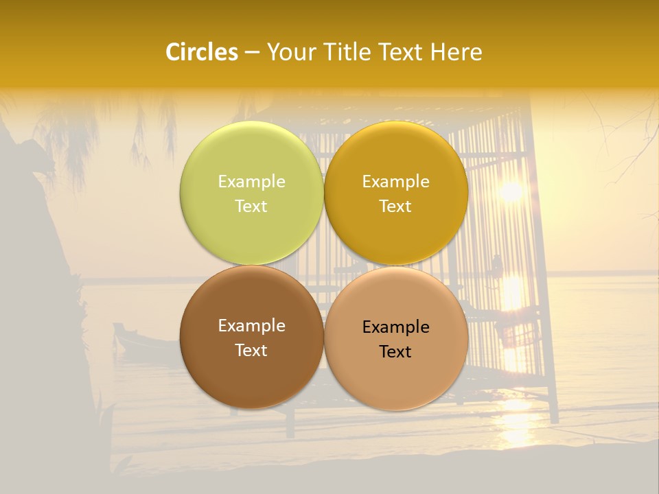 Bird In A Cage On Seacoast While Sunset. PowerPoint Template