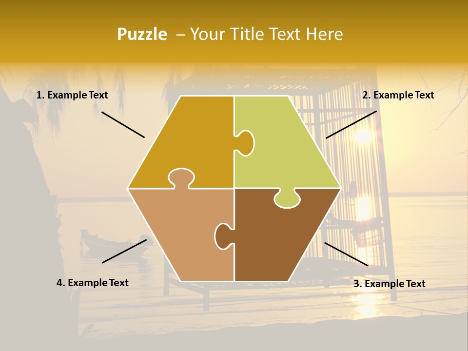 Bird In A Cage On Seacoast While Sunset. PowerPoint Template