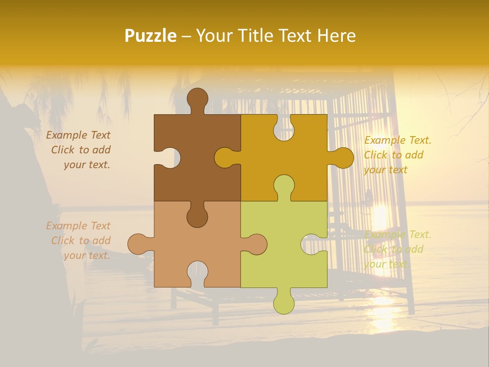 Bird In A Cage On Seacoast While Sunset. PowerPoint Template