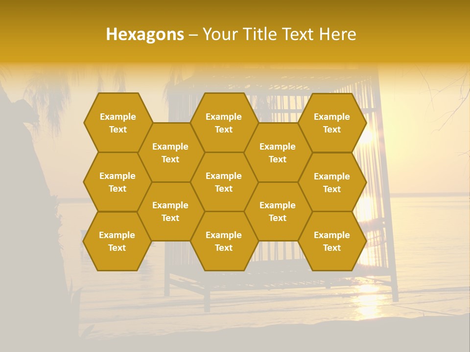 Bird In A Cage On Seacoast While Sunset. PowerPoint Template