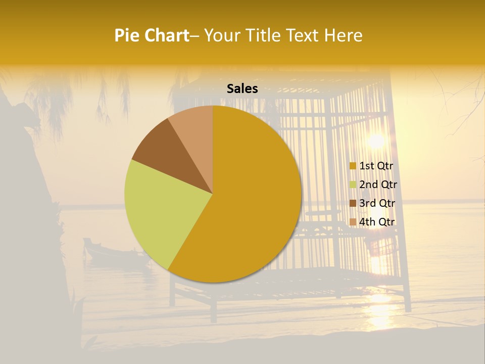 Bird In A Cage On Seacoast While Sunset. PowerPoint Template