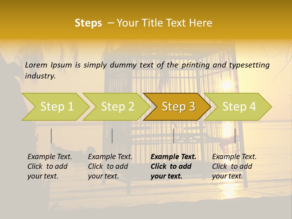 Bird In A Cage On Seacoast While Sunset. PowerPoint Template