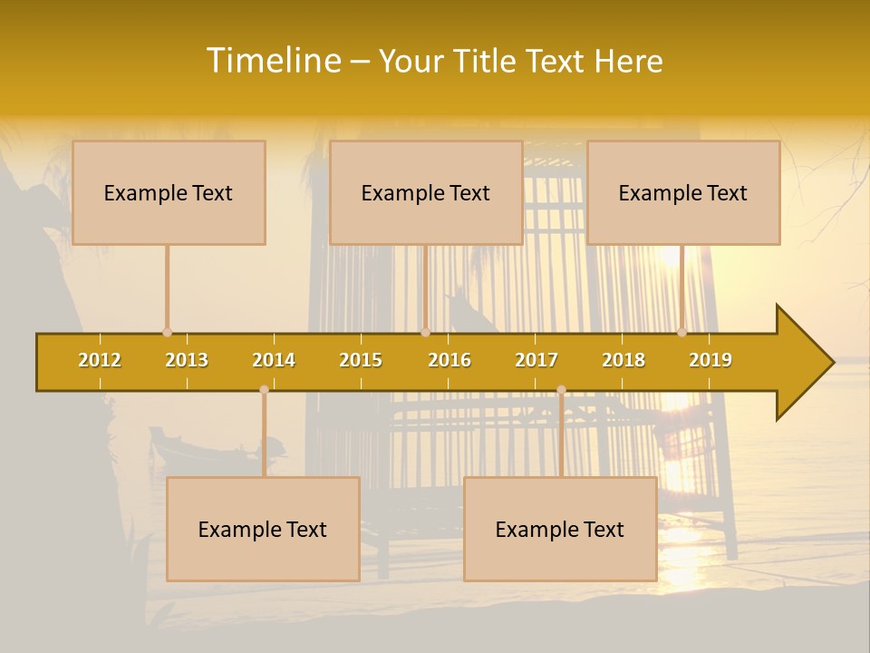 Bird In A Cage On Seacoast While Sunset. PowerPoint Template