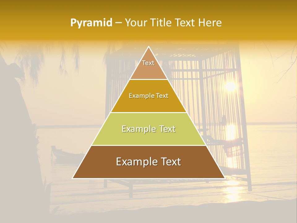 Bird In A Cage On Seacoast While Sunset. PowerPoint Template