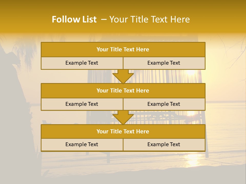 Bird In A Cage On Seacoast While Sunset. PowerPoint Template