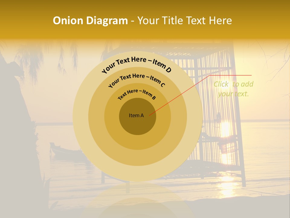 Bird In A Cage On Seacoast While Sunset. PowerPoint Template