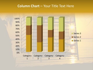 Bird In A Cage On Seacoast While Sunset. PowerPoint Template