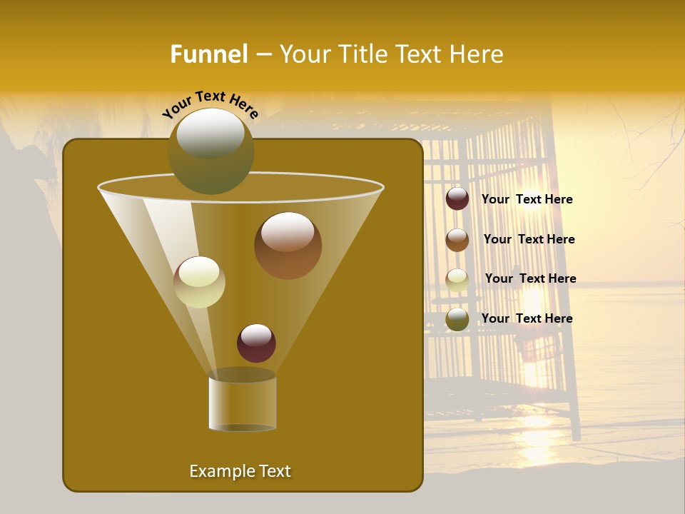 Bird In A Cage On Seacoast While Sunset. PowerPoint Template