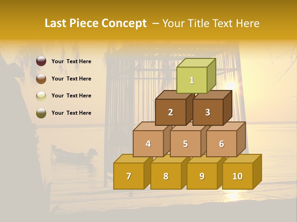 Bird In A Cage On Seacoast While Sunset. PowerPoint Template