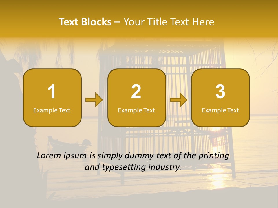 Bird In A Cage On Seacoast While Sunset. PowerPoint Template