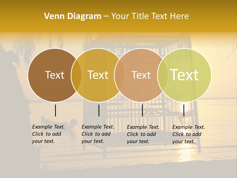 Bird In A Cage On Seacoast While Sunset. PowerPoint Template