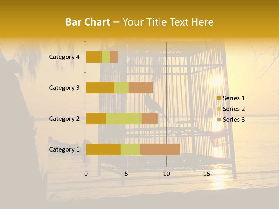 Bird In A Cage On Seacoast While Sunset. PowerPoint Template