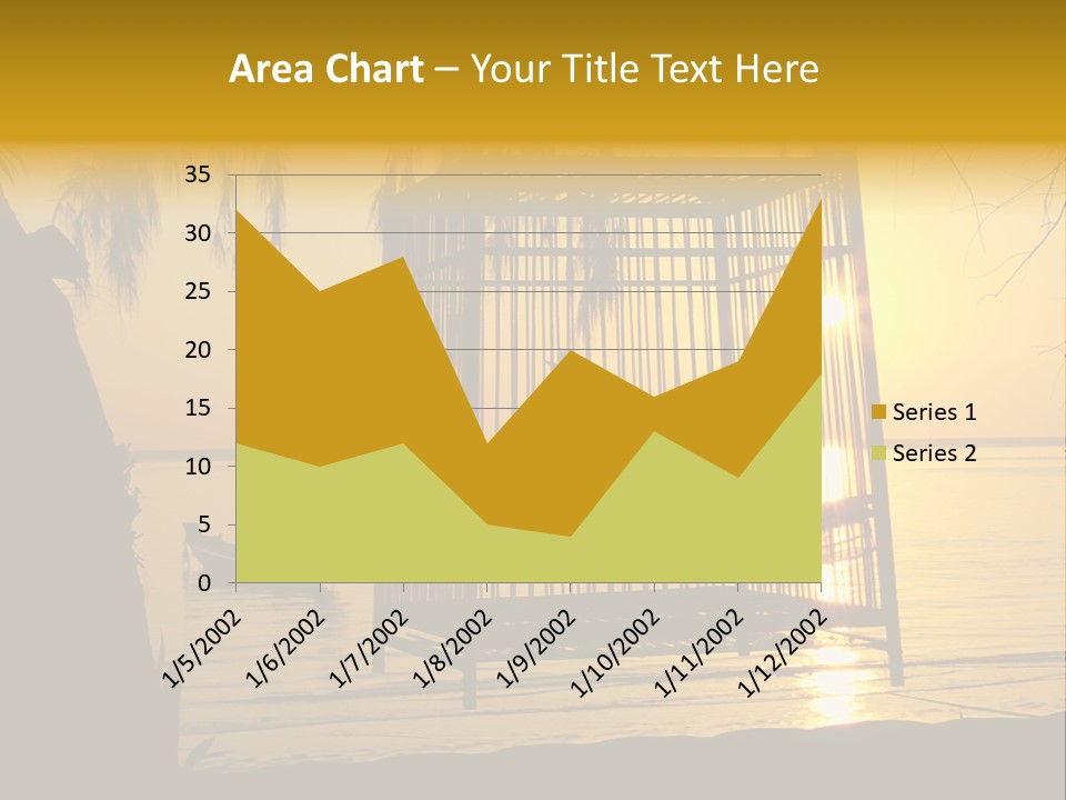 Bird In A Cage On Seacoast While Sunset. PowerPoint Template