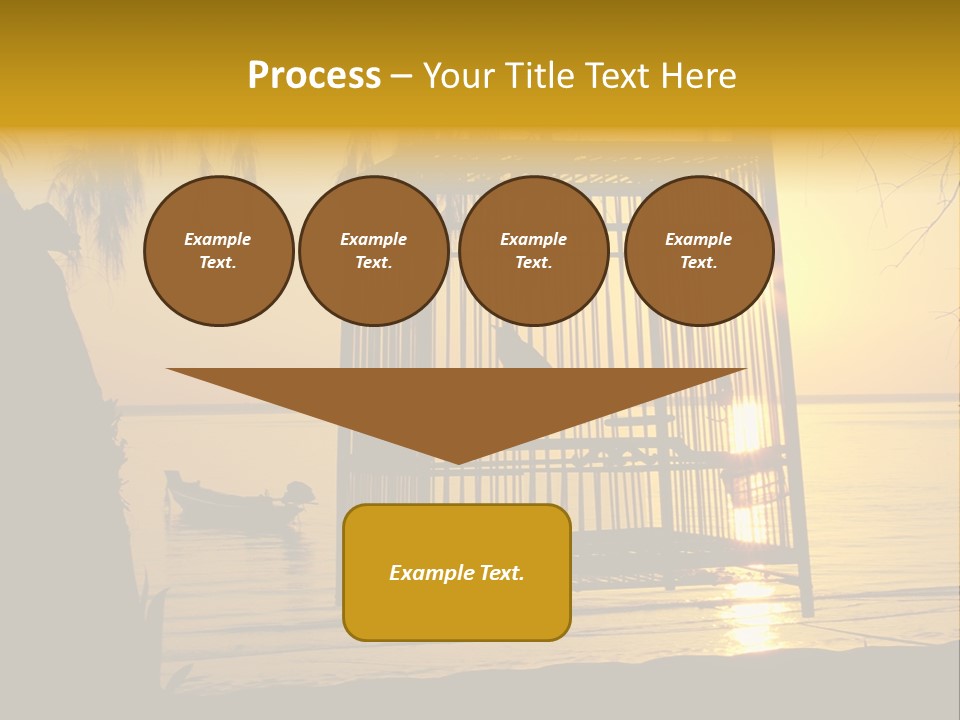 Bird In A Cage On Seacoast While Sunset. PowerPoint Template