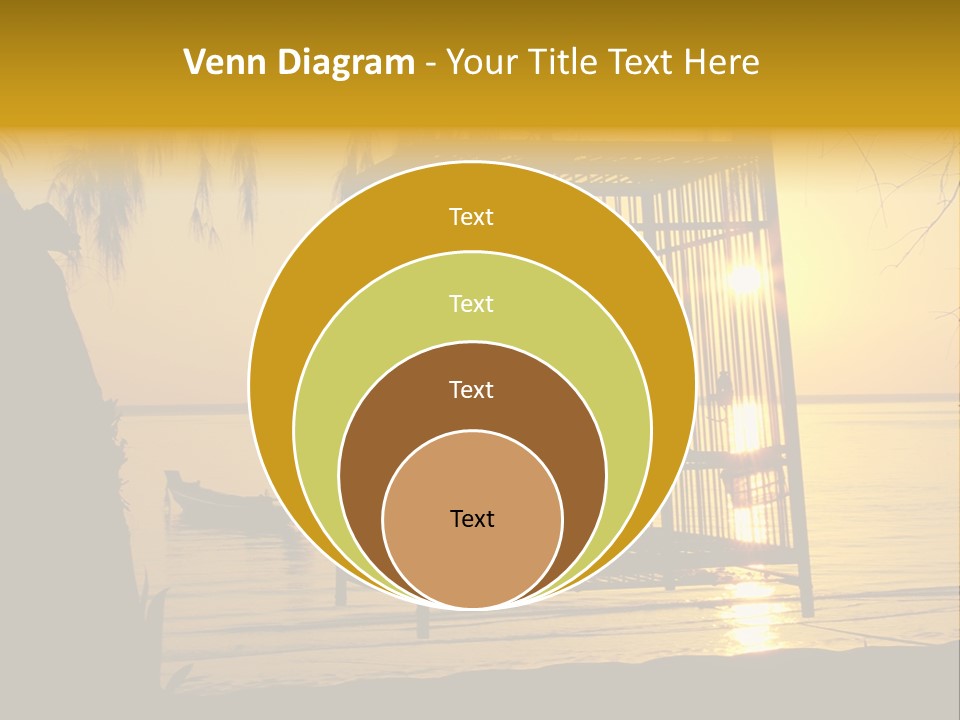 Bird In A Cage On Seacoast While Sunset. PowerPoint Template