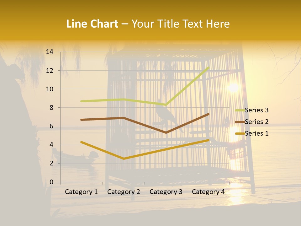 Bird In A Cage On Seacoast While Sunset. PowerPoint Template