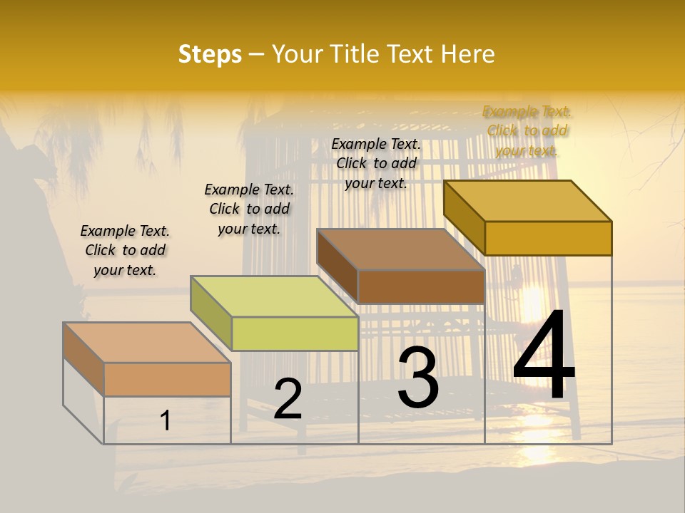 Bird In A Cage On Seacoast While Sunset. PowerPoint Template