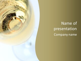 Gold Ring In Champagne Close Up PowerPoint Template