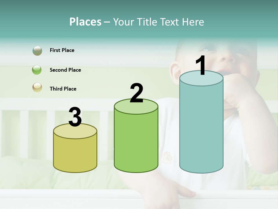 Baby Boy Smiling In Crib PowerPoint Template