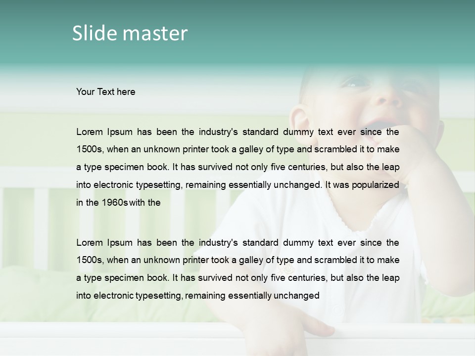 Baby Boy Smiling In Crib PowerPoint Template