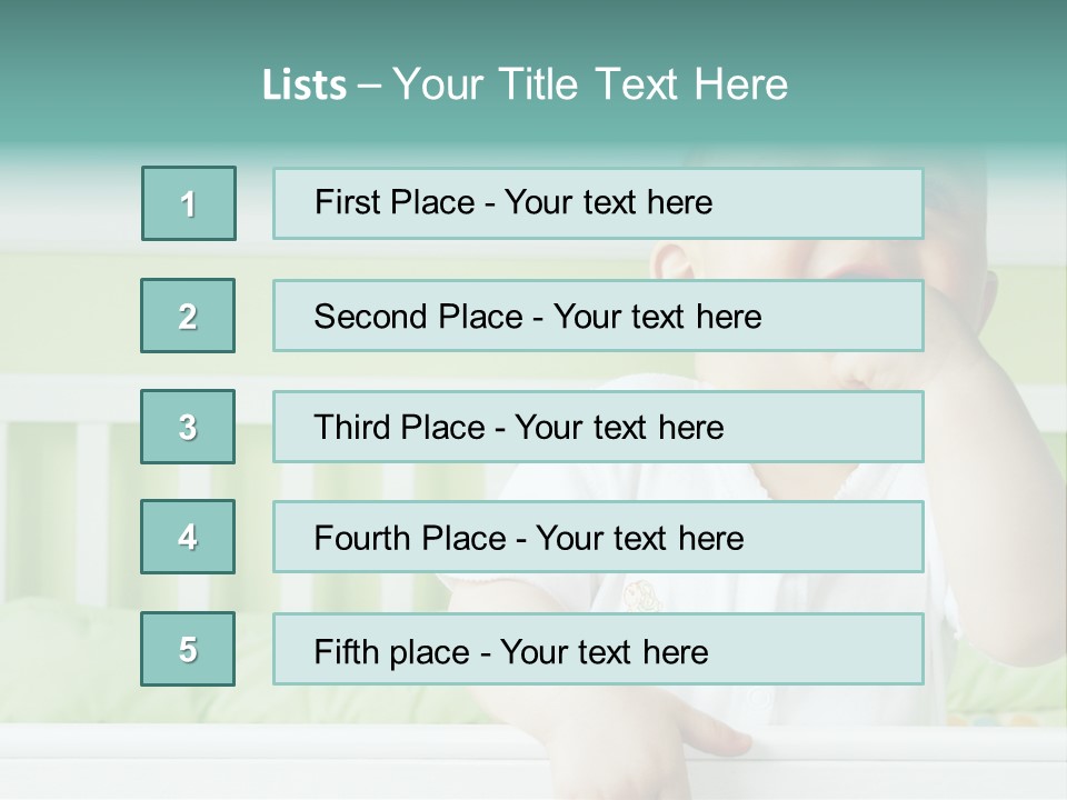 Baby Boy Smiling In Crib PowerPoint Template