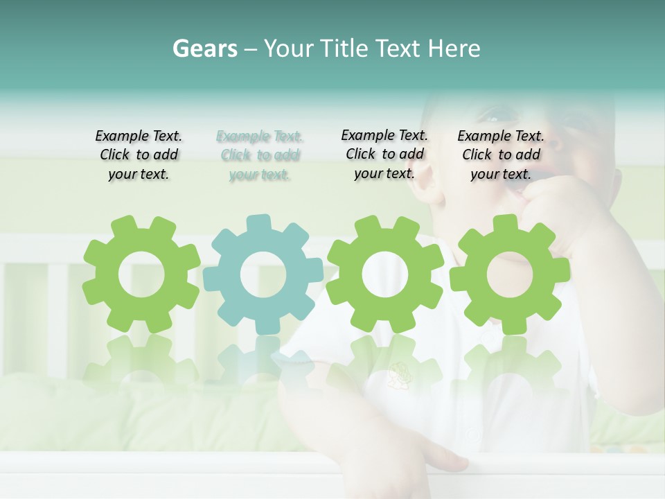 Baby Boy Smiling In Crib PowerPoint Template