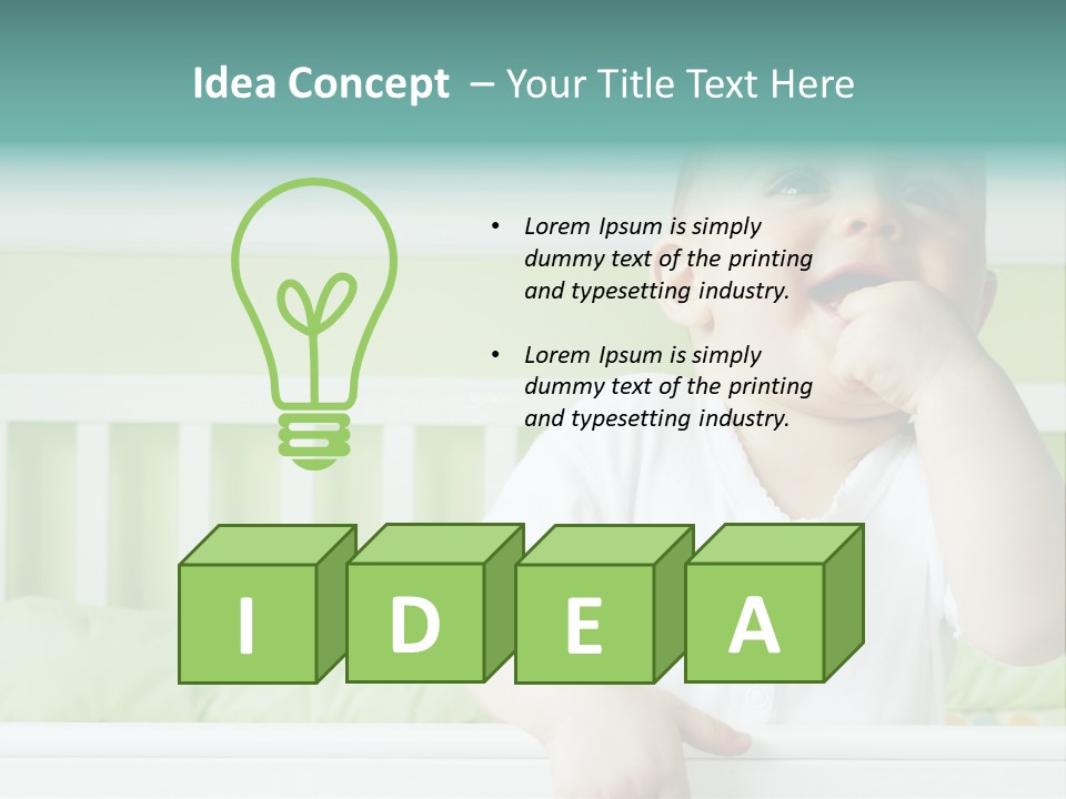 Baby Boy Smiling In Crib PowerPoint Template