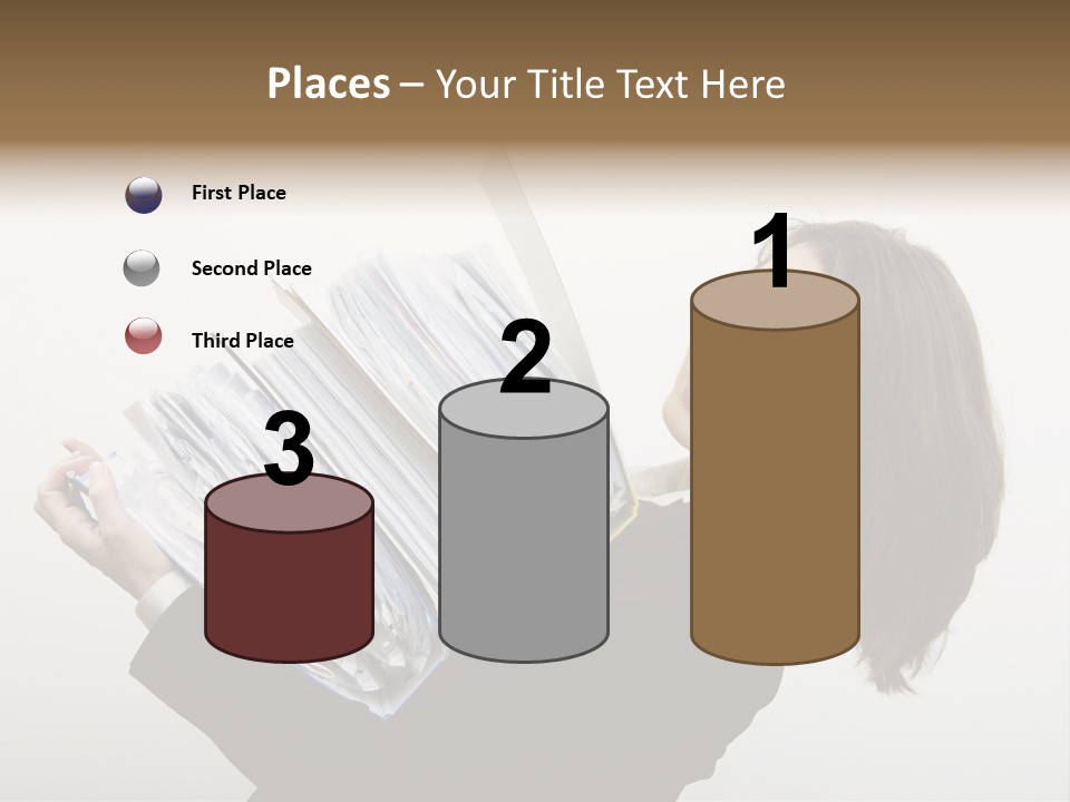 Business Woman Overloaded With Heavy Files PowerPoint Template