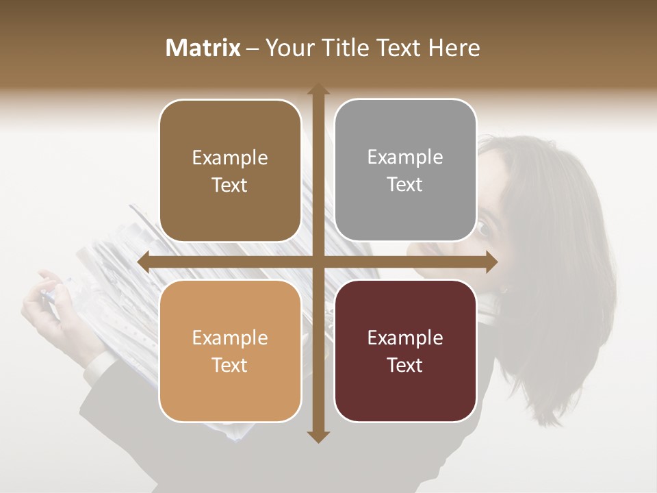 Business Woman Overloaded With Heavy Files PowerPoint Template