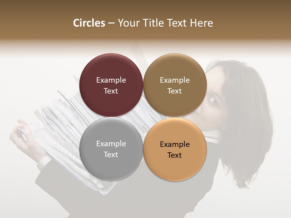 Business Woman Overloaded With Heavy Files PowerPoint Template