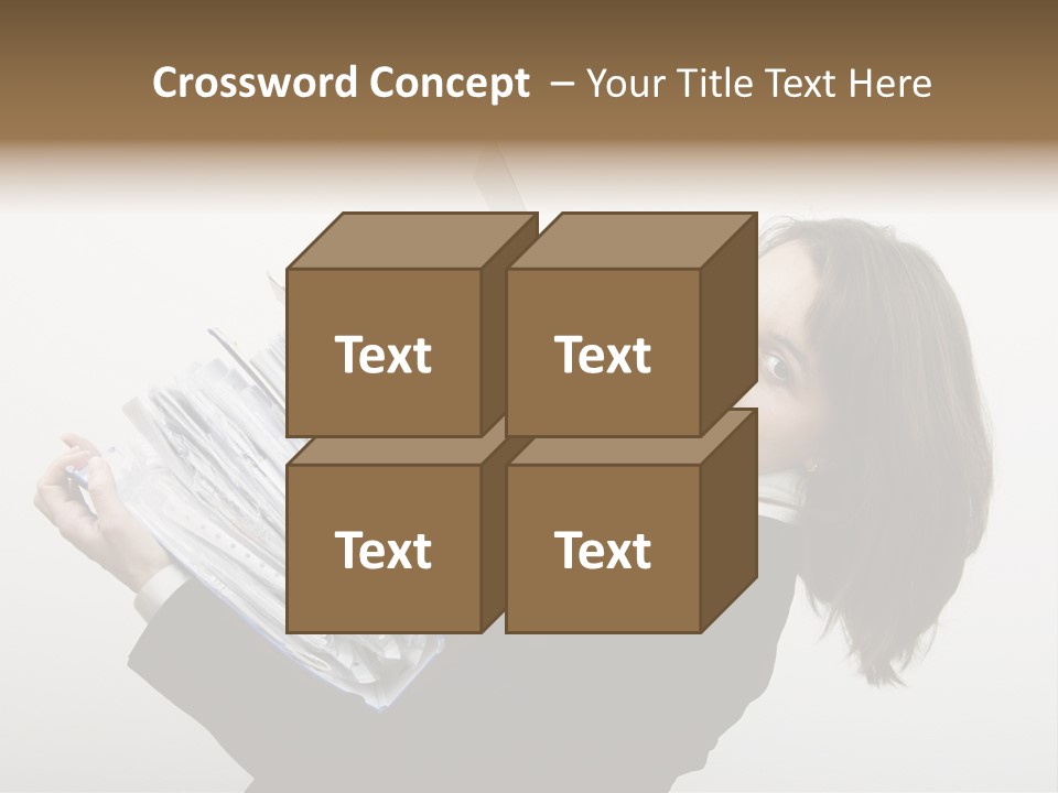 Business Woman Overloaded With Heavy Files PowerPoint Template
