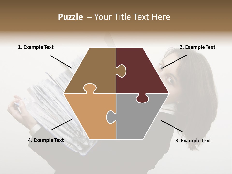 Business Woman Overloaded With Heavy Files PowerPoint Template