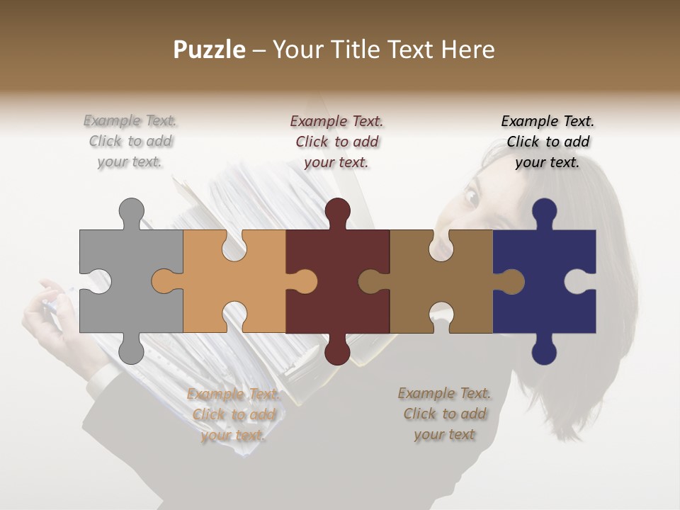 Business Woman Overloaded With Heavy Files PowerPoint Template