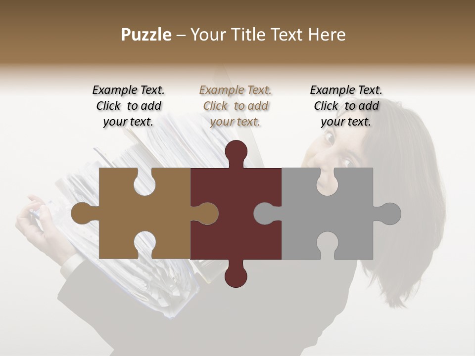 Business Woman Overloaded With Heavy Files PowerPoint Template