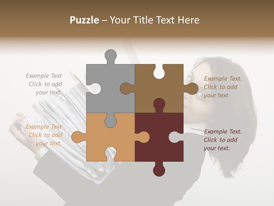 Business Woman Overloaded With Heavy Files PowerPoint Template