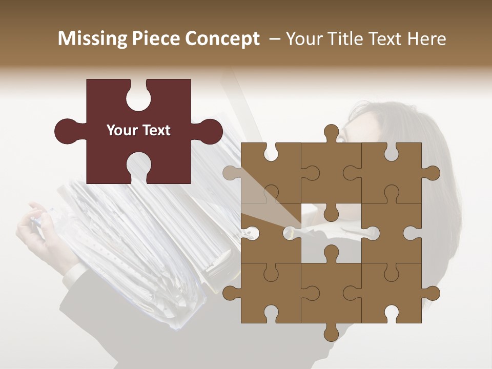 Business Woman Overloaded With Heavy Files PowerPoint Template