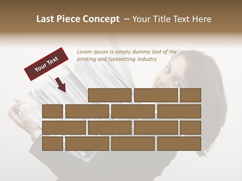 Business Woman Overloaded With Heavy Files PowerPoint Template