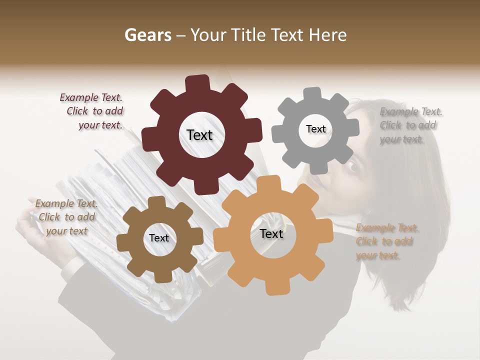 Business Woman Overloaded With Heavy Files PowerPoint Template