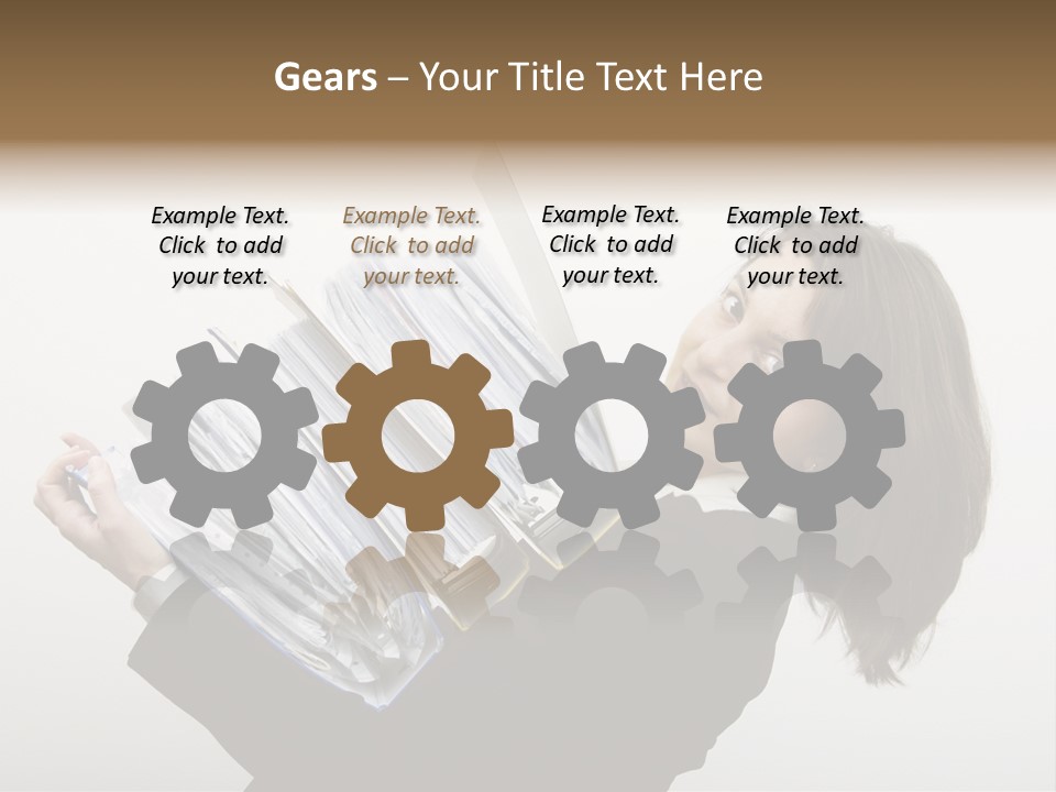 Business Woman Overloaded With Heavy Files PowerPoint Template