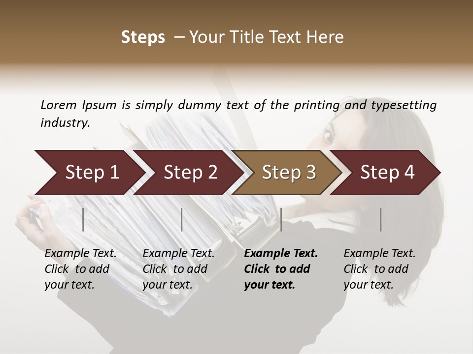 Business Woman Overloaded With Heavy Files PowerPoint Template