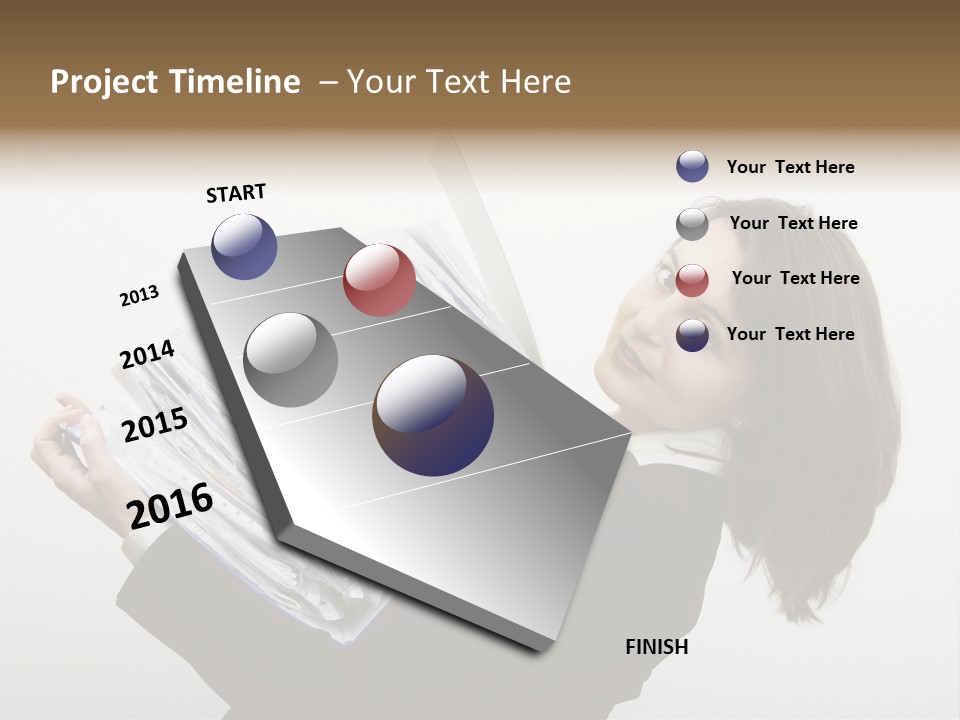 Business Woman Overloaded With Heavy Files PowerPoint Template