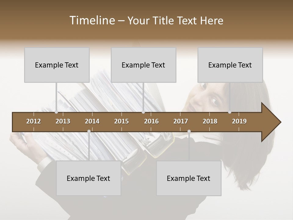 Business Woman Overloaded With Heavy Files PowerPoint Template