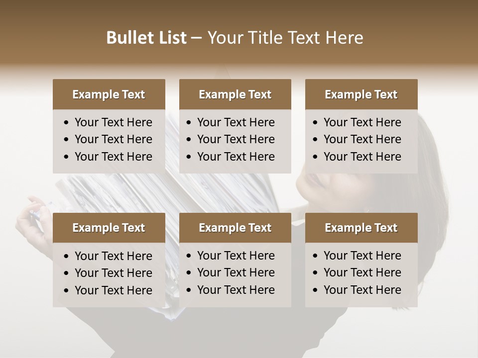 Business Woman Overloaded With Heavy Files PowerPoint Template