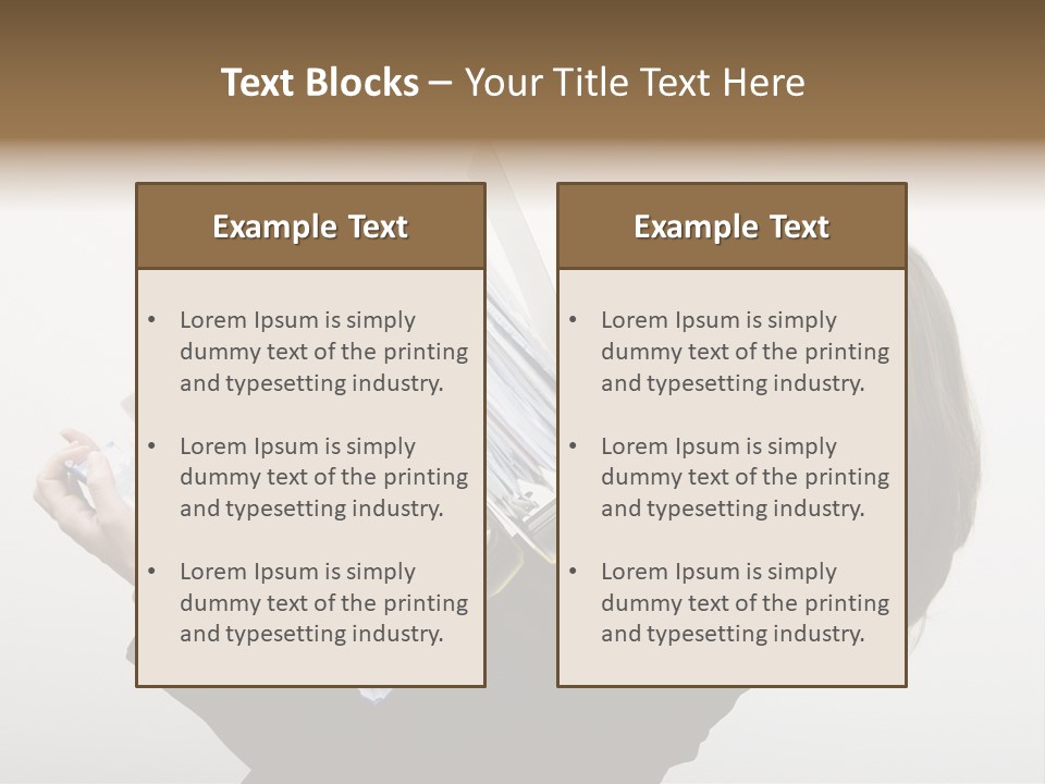 Business Woman Overloaded With Heavy Files PowerPoint Template