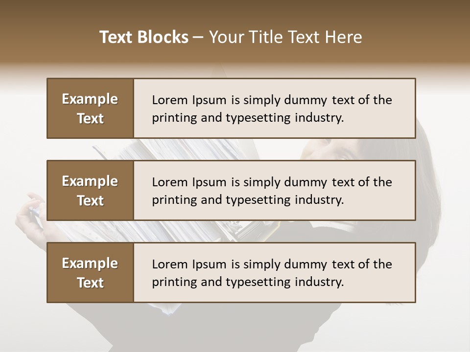 Business Woman Overloaded With Heavy Files PowerPoint Template