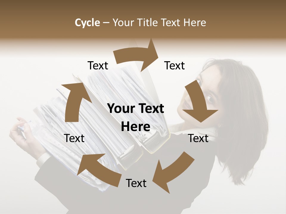 Business Woman Overloaded With Heavy Files PowerPoint Template