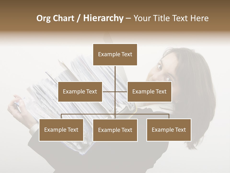 Business Woman Overloaded With Heavy Files PowerPoint Template