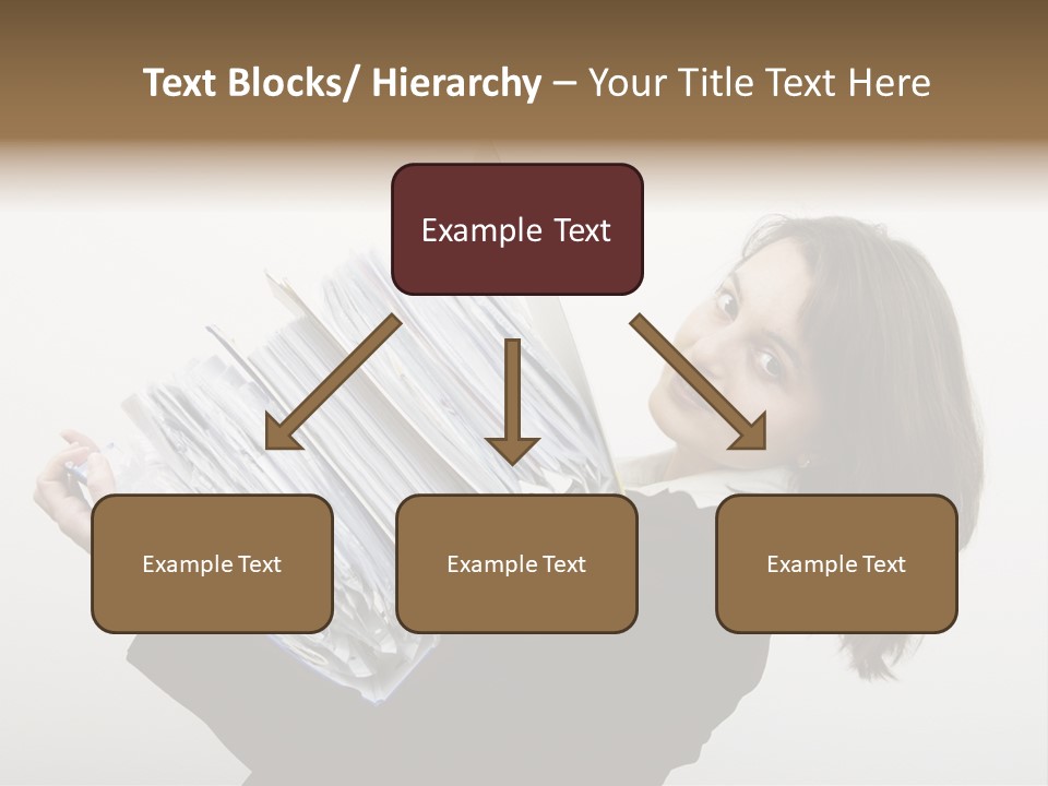 Business Woman Overloaded With Heavy Files PowerPoint Template