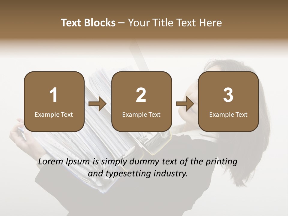 Business Woman Overloaded With Heavy Files PowerPoint Template