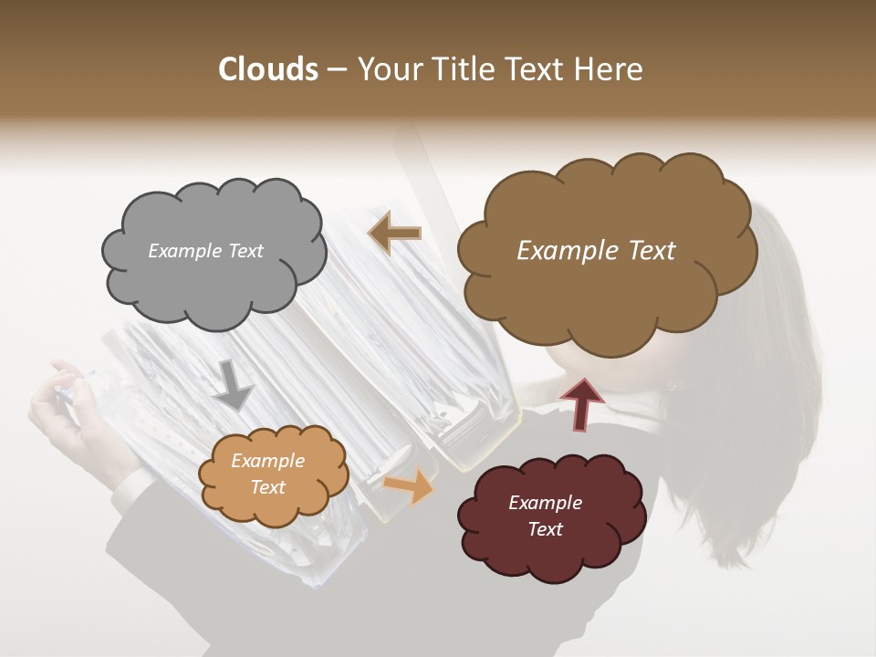 Business Woman Overloaded With Heavy Files PowerPoint Template